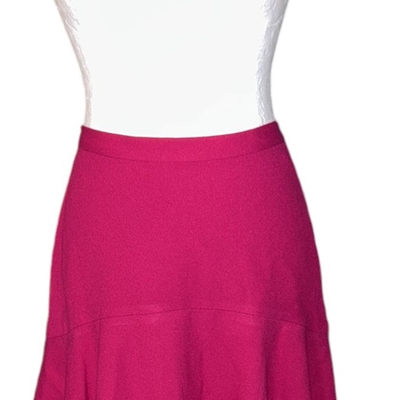 Misha Nonoo Fuchsia Pink Wool Crepe Flounce Ruffle A-Line Skirt - 2 - Picture 3 of 11